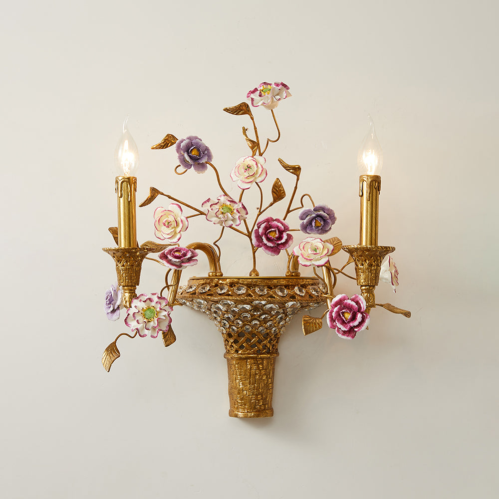 Tole Ceramic Flower Wall Lamp — view 18