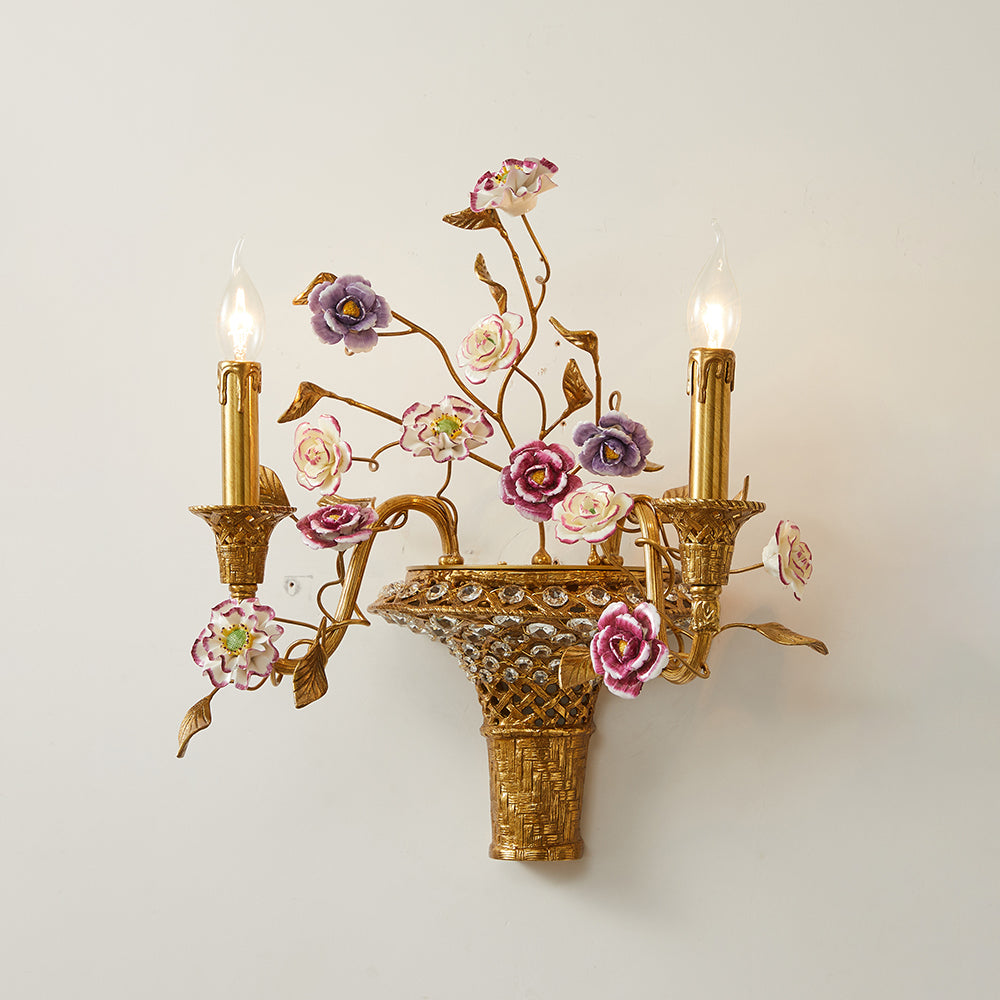 Tole Ceramic Flower Wall Lamp — view 19