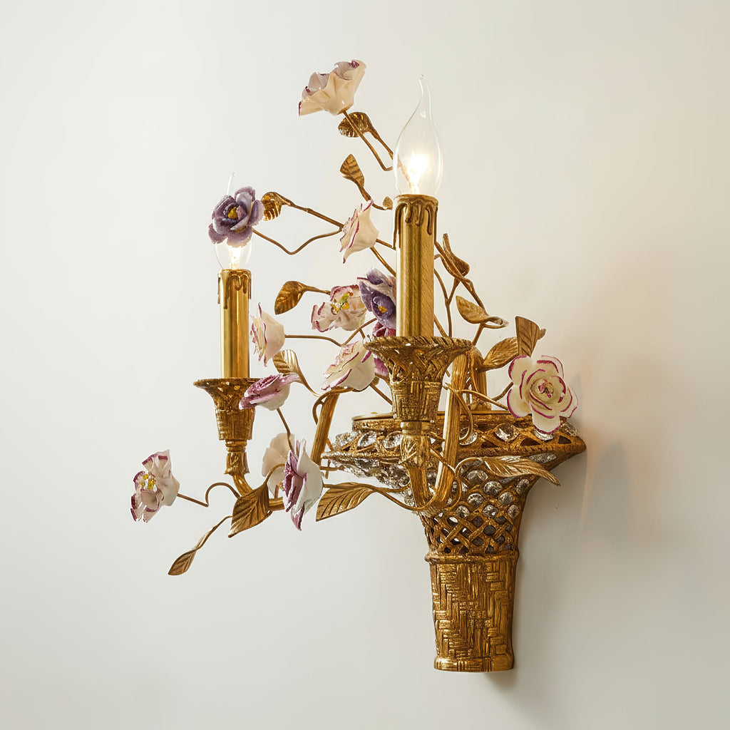 Tole Ceramic Flower Wall Lamp — view 20