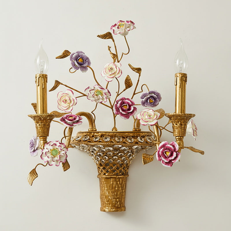 Tole Ceramic Flower Wall Lamp — view 17