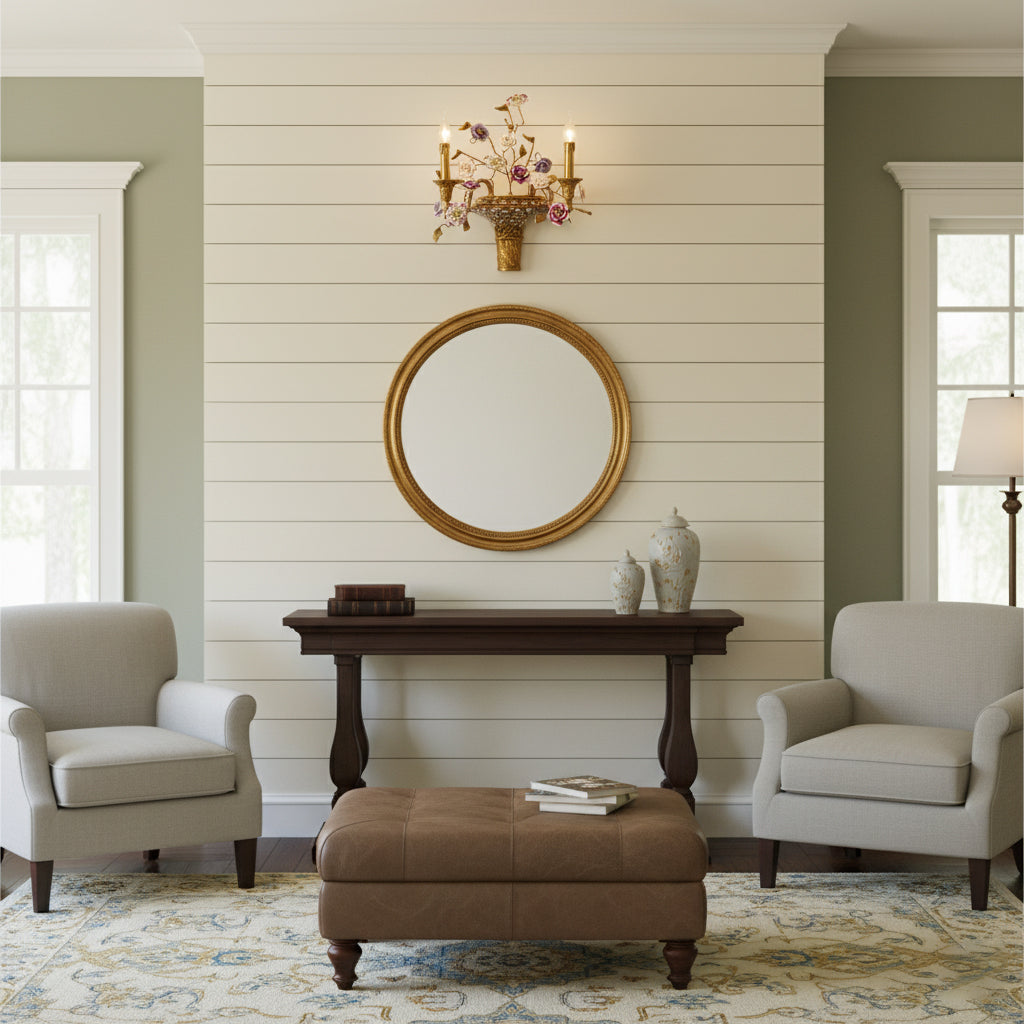 Tole Ceramic Flower Wall Lamp — view 8