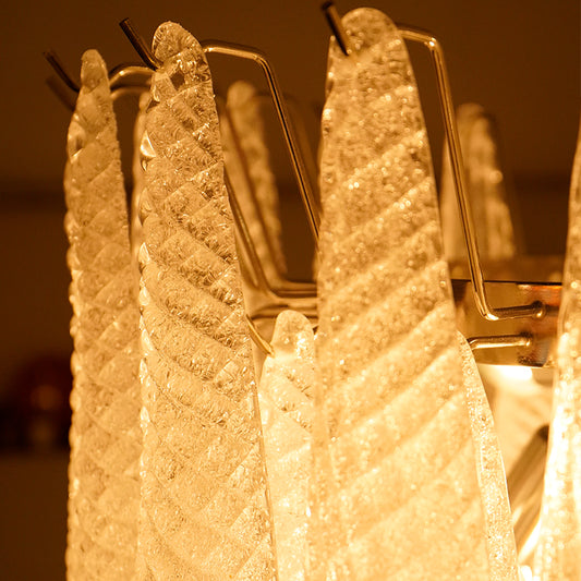 Vintage Transparent Murano Glass Petals Drop Chandelier