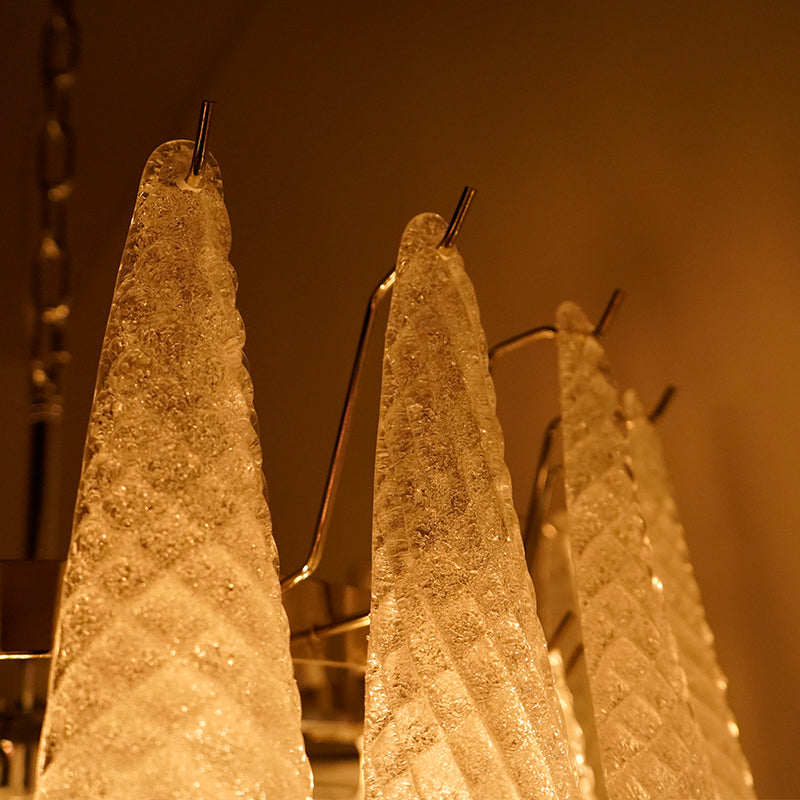 Vintage Transparent Murano Glass Petals Drop Chandelier — view 5