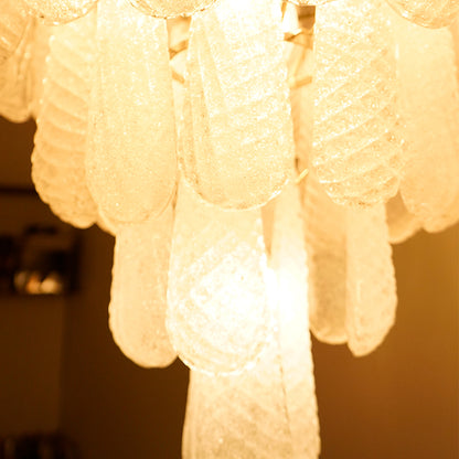 Vintage Transparent Murano Glass Petals Drop Chandelier
