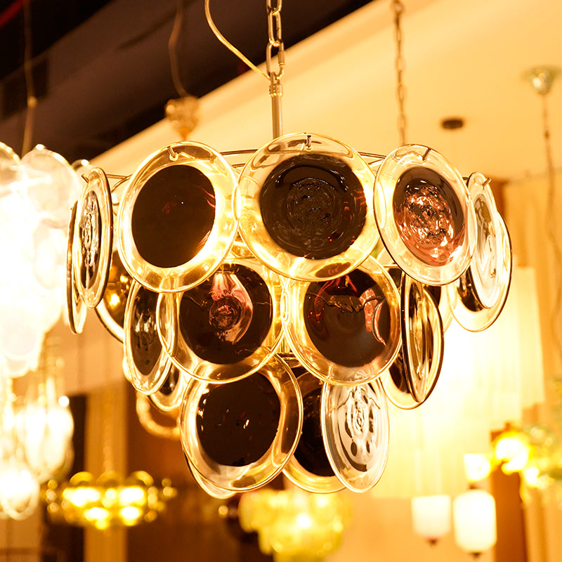 Vintage Murano Orange Brown Chandelier