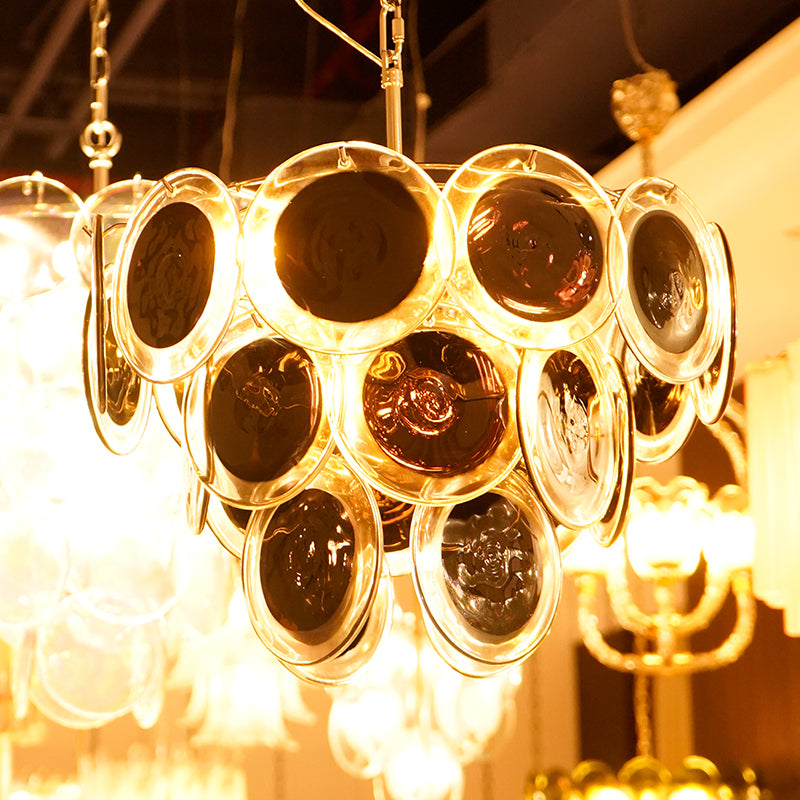 Vintage Murano Orange Brown Chandelier