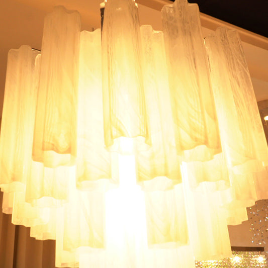 White Murano Glass Tube Chandelier