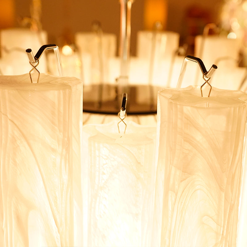White Murano Glass Tube Chandelier — view 4