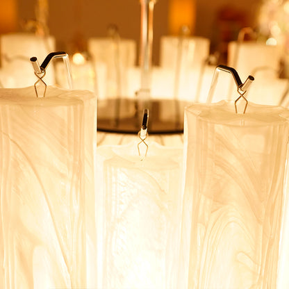 White Murano Glass Tube Chandelier