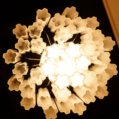 White Murano Glass Tube Chandelier