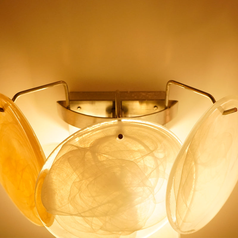 White Murano Disc Wall Lamp