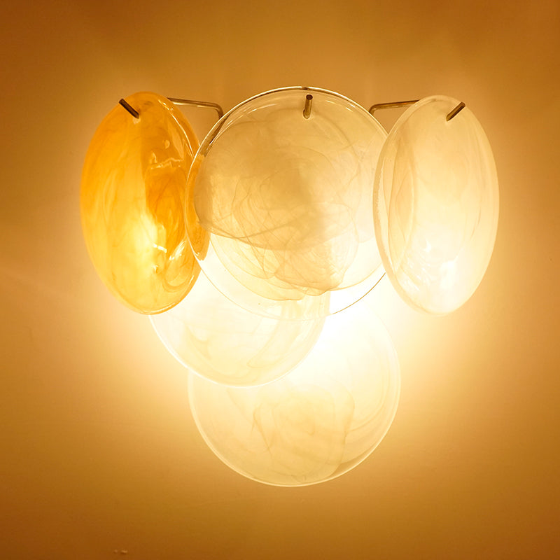 White Murano Disc Wall Lamp