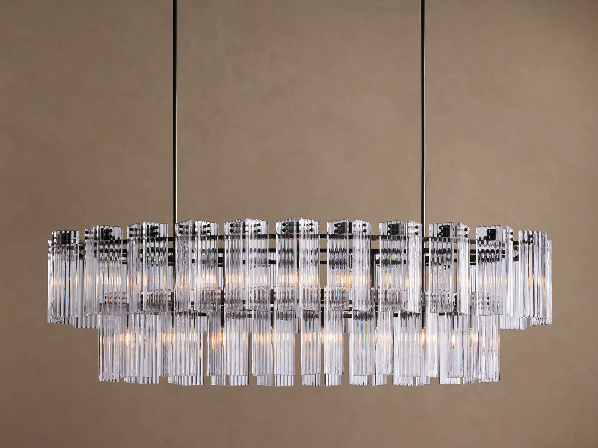 Artisan 72" Delsie Oval Tiered Chandelier in Bronze with Clear Glass — view 1
