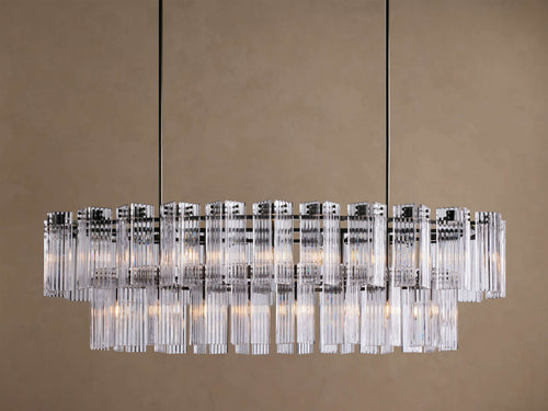 Artisan 72" Delsie Oval Tiered Chandelier in Bronze with Clear Glass — view 2