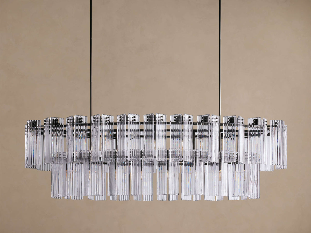 Artisan 72" Delsie Oval Tiered Chandelier in Bronze with Clear Glass — view 3