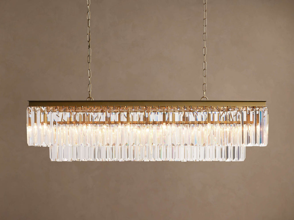 Sculptural Leyland Tiered Rectangular Chandelier — view 1