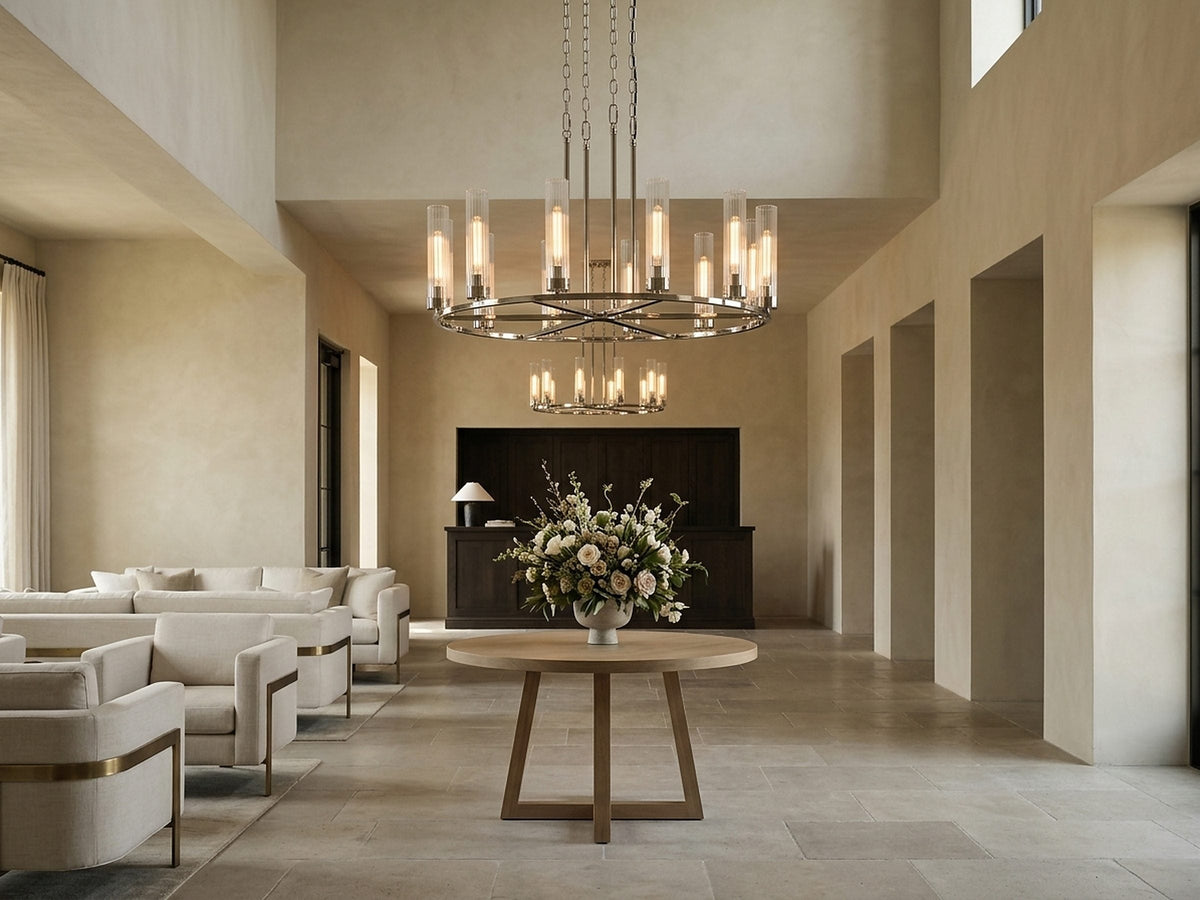 Heritage Andreas 12 Light Round Chandelier in Nickel — view 1