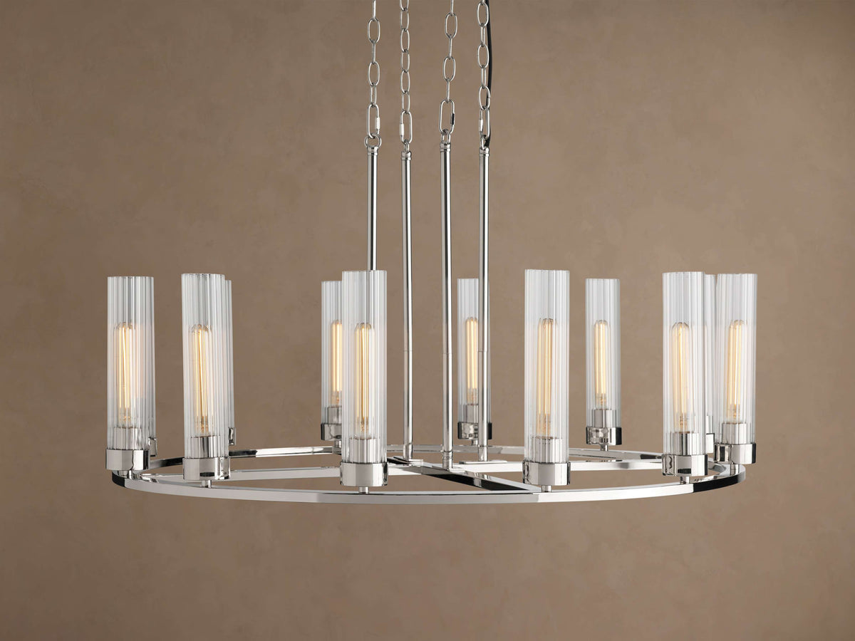 Heritage Andreas 12 Light Round Chandelier in Nickel — view 2