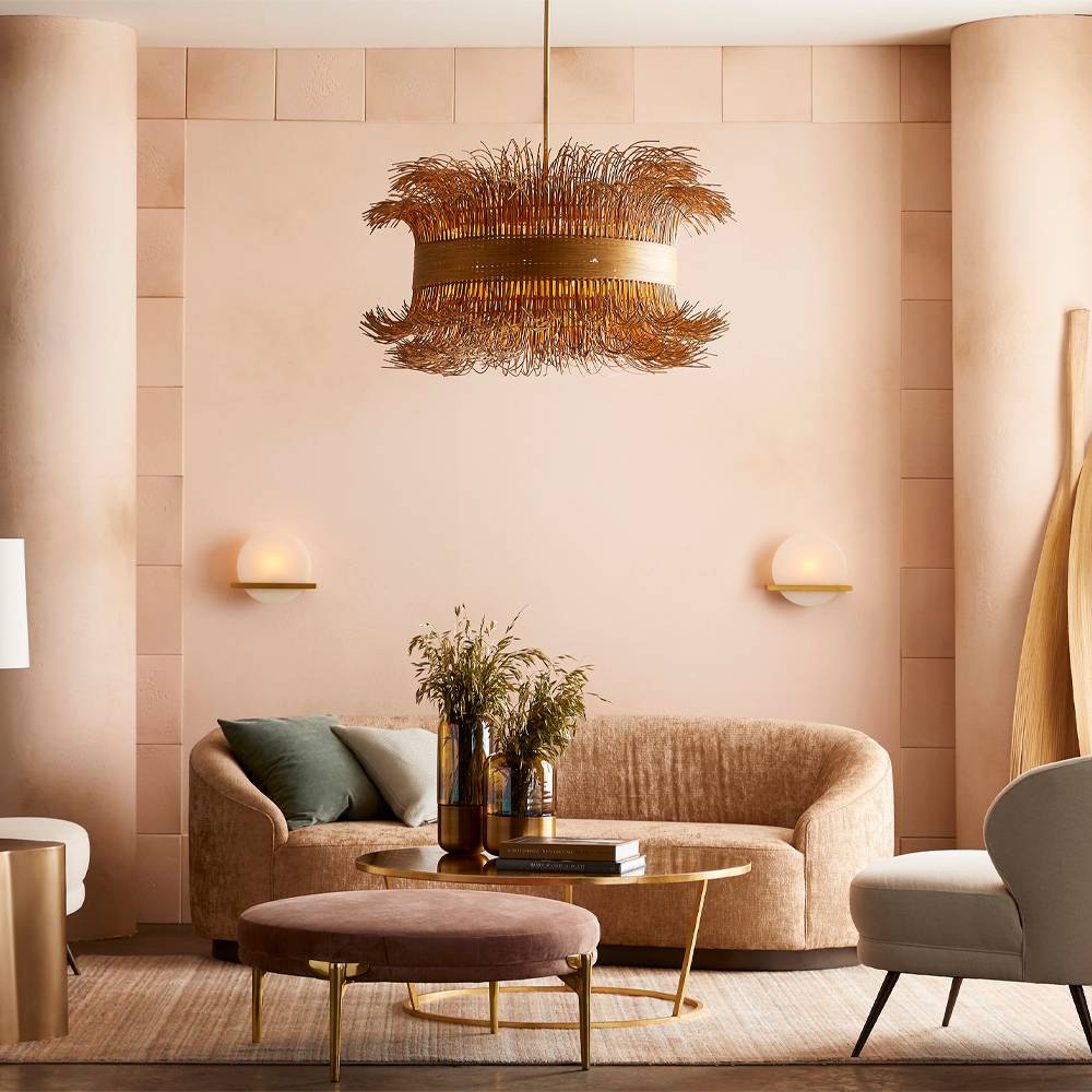 Sculptural Filamento Chandelier – Natural, Rattan — view 2