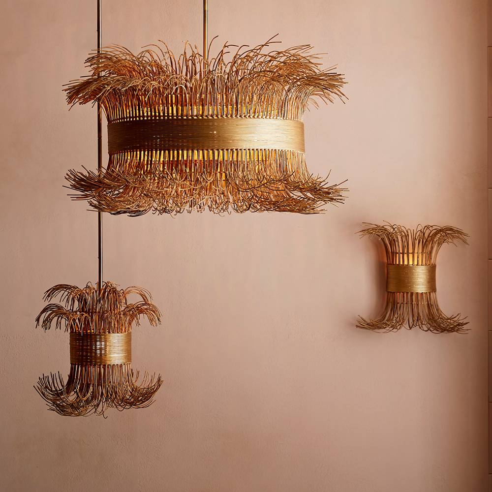 Sculptural Filamento Chandelier – Natural, Rattan — view 3