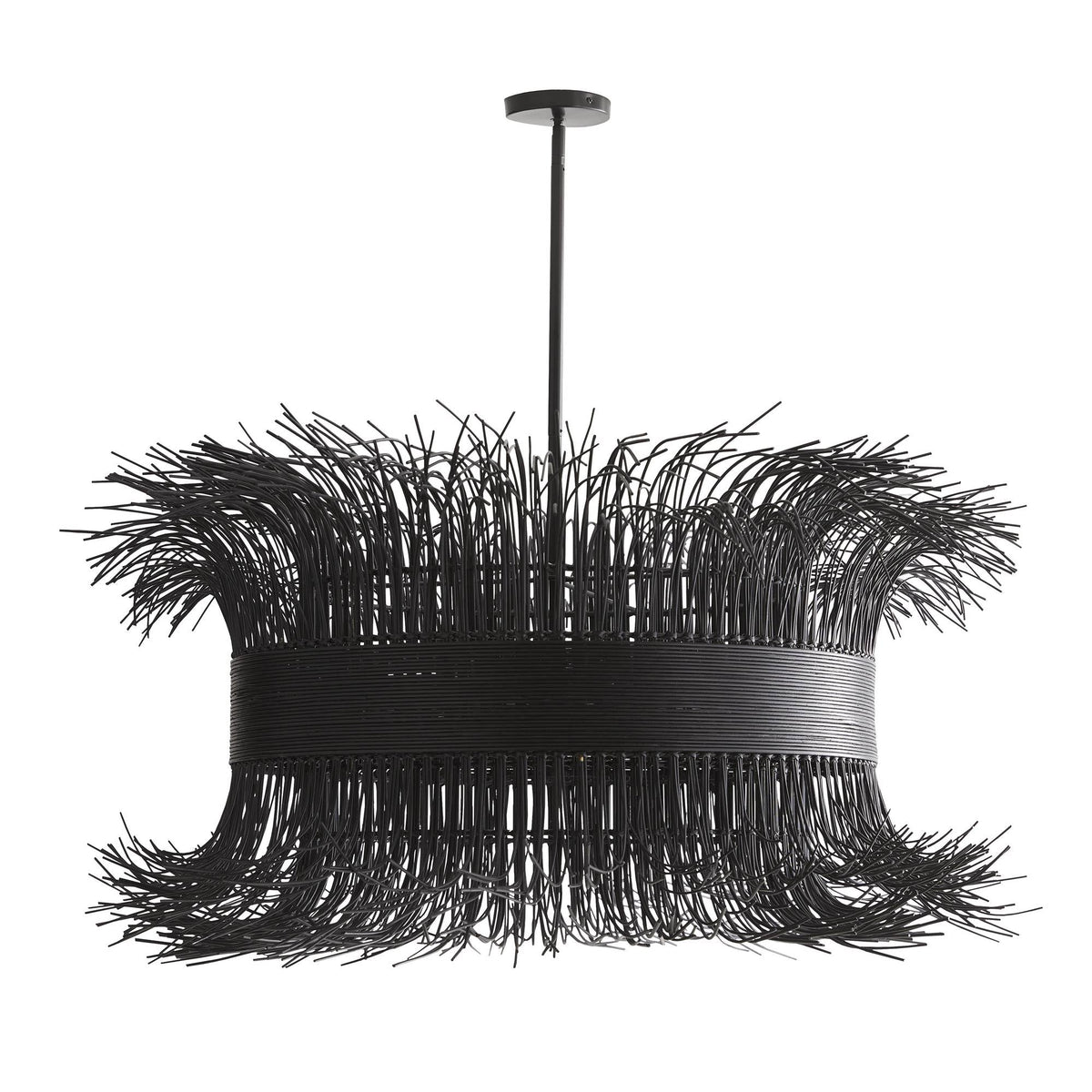 Sculptural Filamento Chandelier – Black, Rattan — view 1