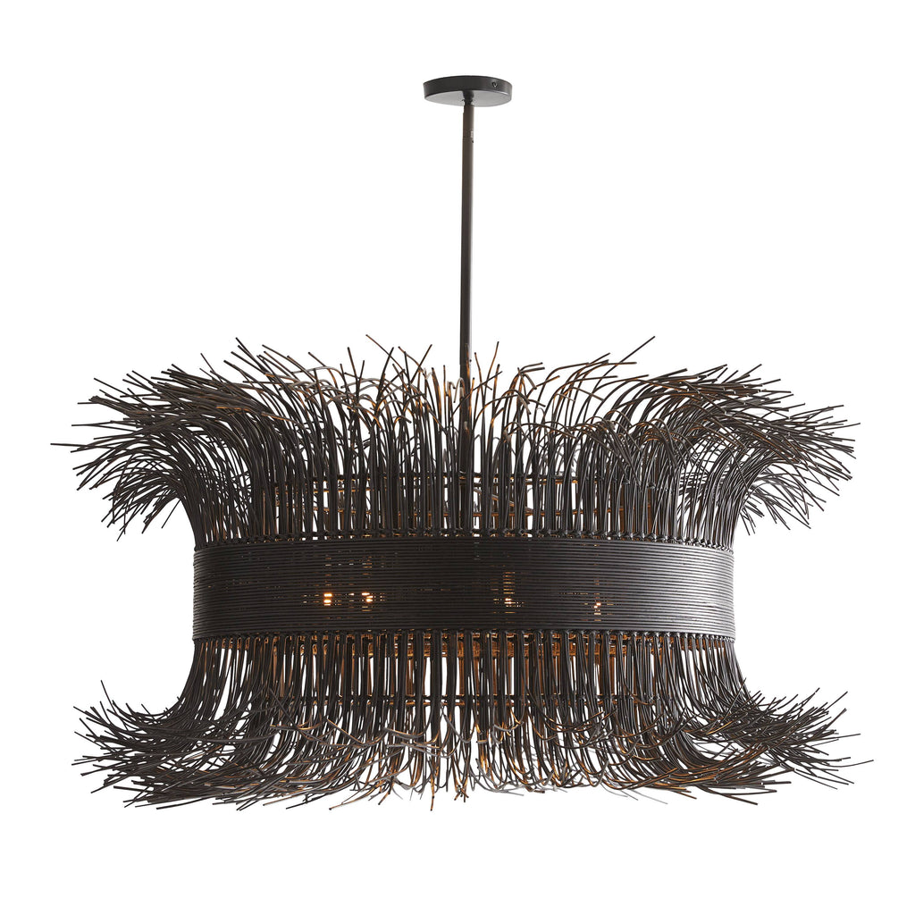 Sculptural Filamento Chandelier – Black, Rattan — view 2