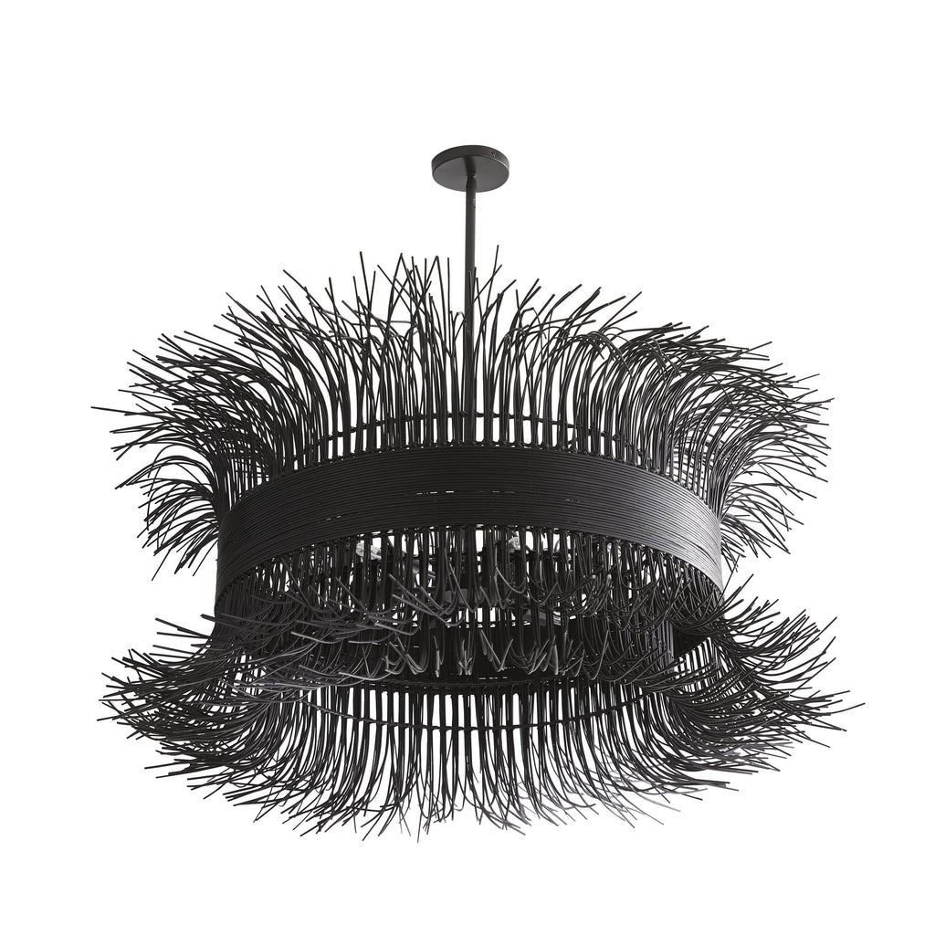 Sculptural Filamento Chandelier – Black, Rattan — view 3