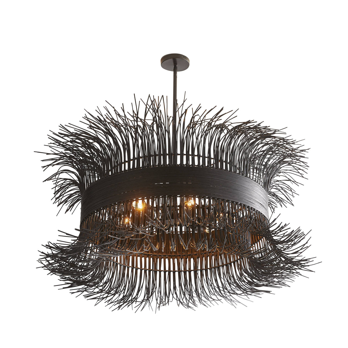 Sculptural Filamento Chandelier – Black, Rattan — view 4