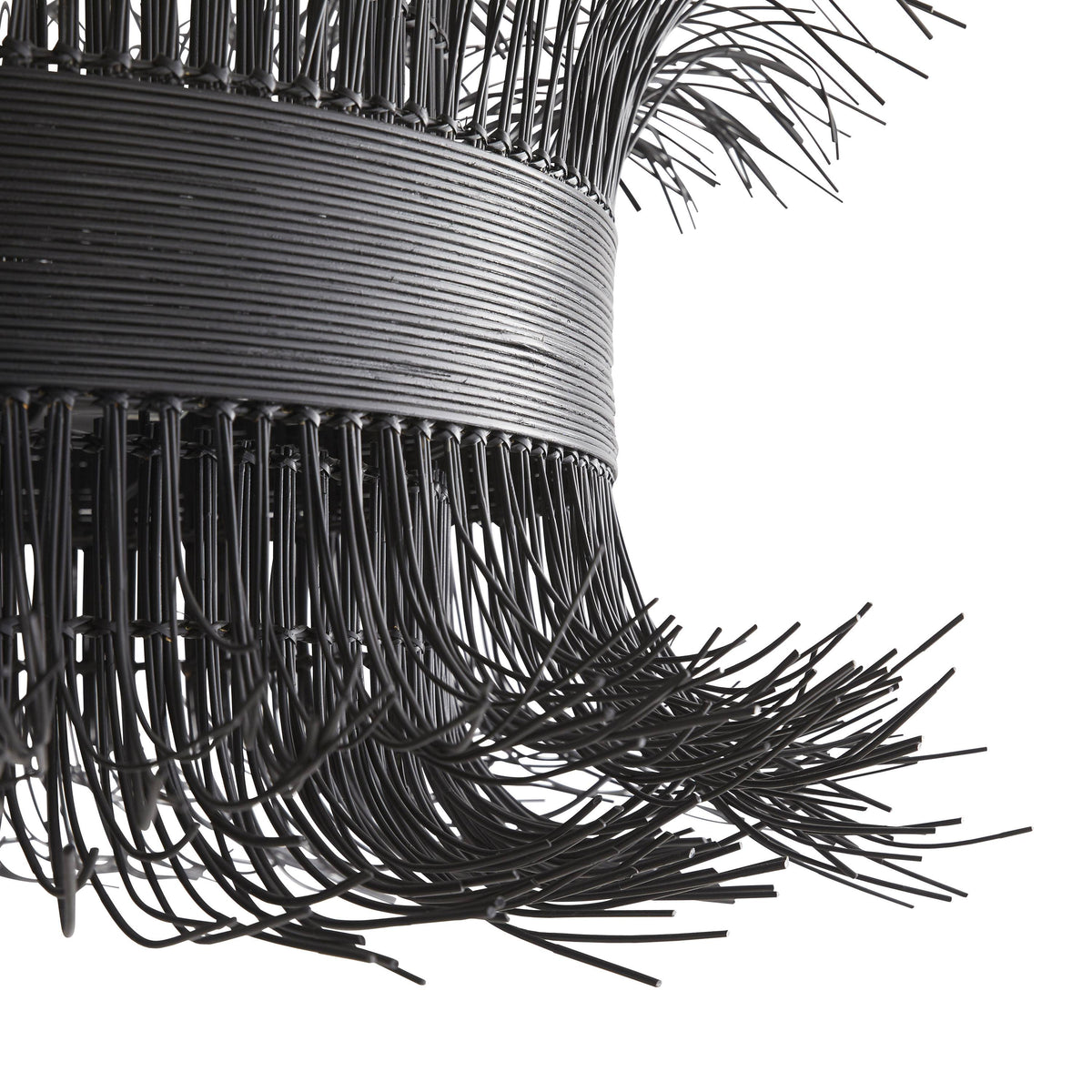 Sculptural Filamento Chandelier – Black, Rattan — view 5