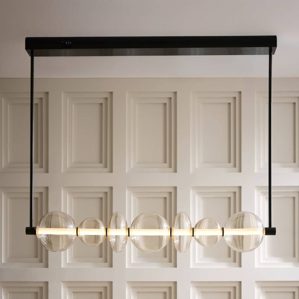 Sculptural Raphael Linear Chandelier – Silver — view 2