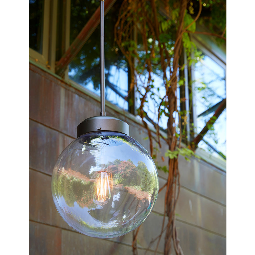 Sculptural Reeves Large Outdoor Pendant – Gray — view 2
