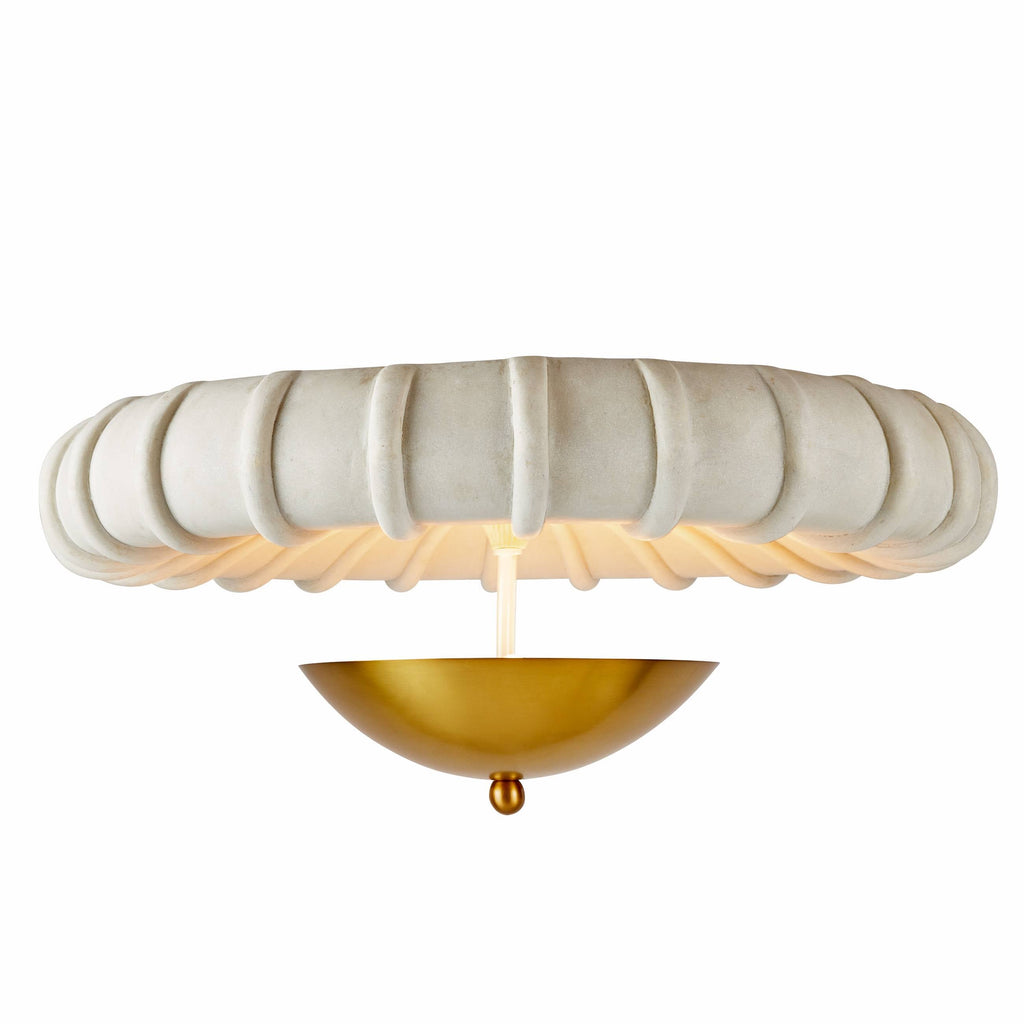 Artisan Camella Flush Mount – Antique Brass Steel, Ivory Ricestone — view 1