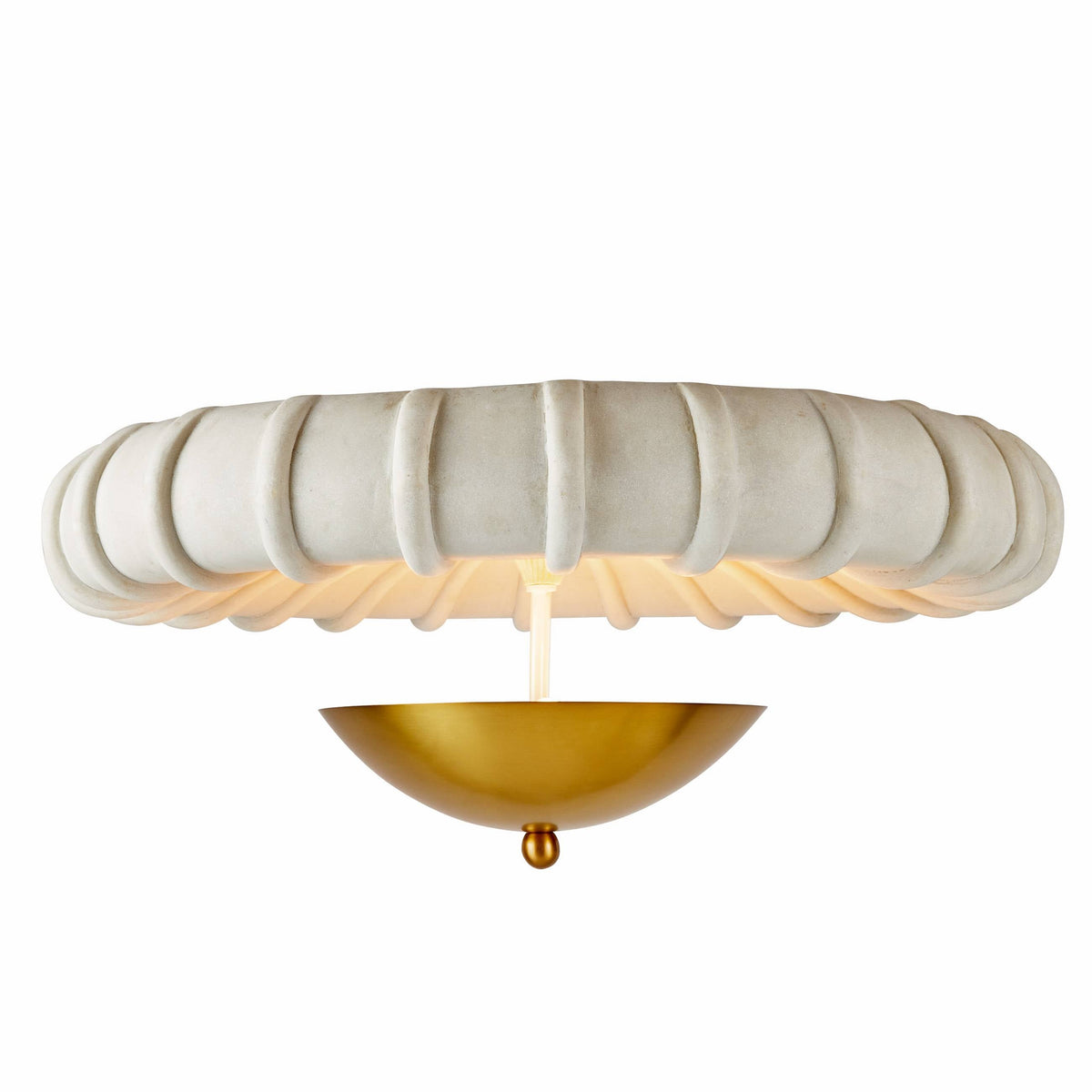Artisan Camella Flush Mount – Antique Brass Steel, Ivory Ricestone — view 1