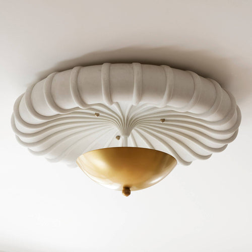 Artisan Camella Flush Mount – Antique Brass Steel, Ivory Ricestone — view 2