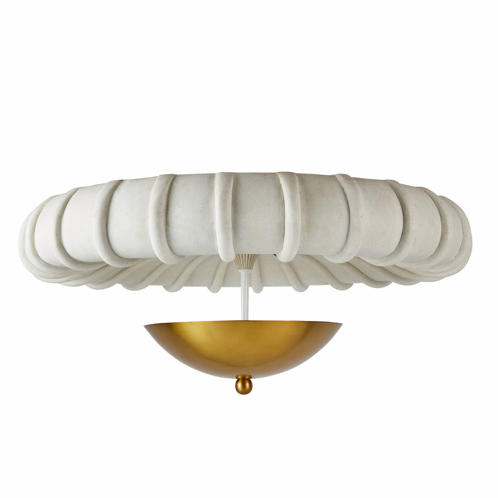 Artisan Camella Flush Mount – Antique Brass Steel, Ivory Ricestone — view 3