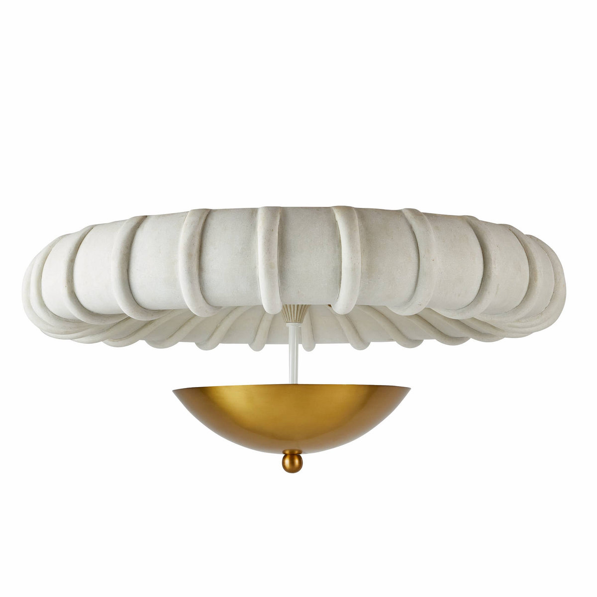 Artisan Camella Flush Mount – Antique Brass Steel, Ivory Ricestone — view 3