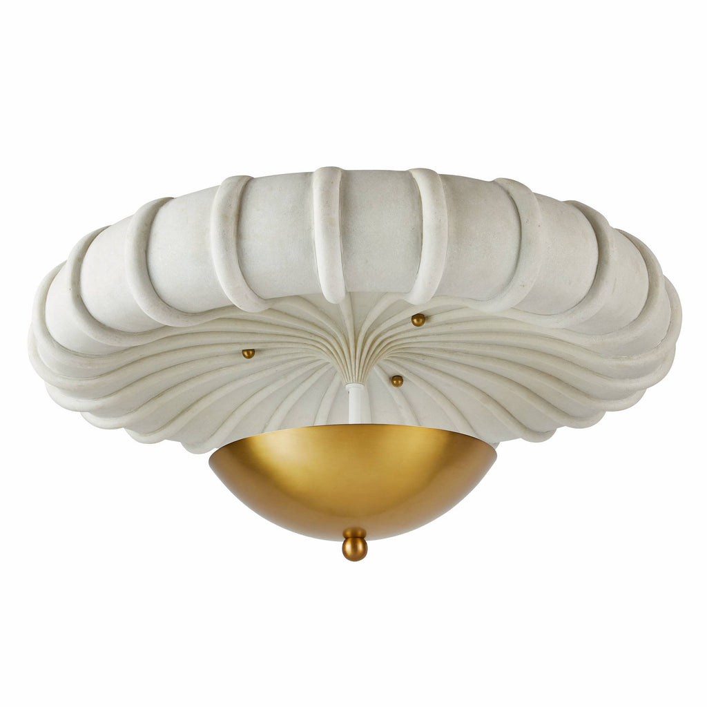 Artisan Camella Flush Mount – Antique Brass Steel, Ivory Ricestone — view 4