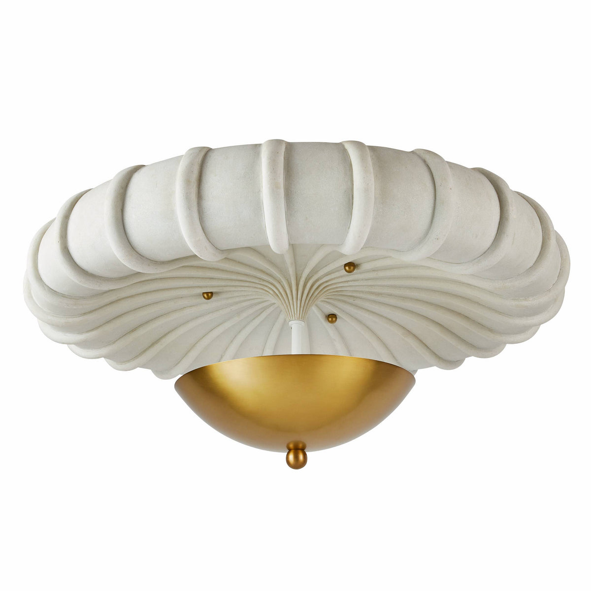 Artisan Camella Flush Mount – Antique Brass Steel, Ivory Ricestone — view 4