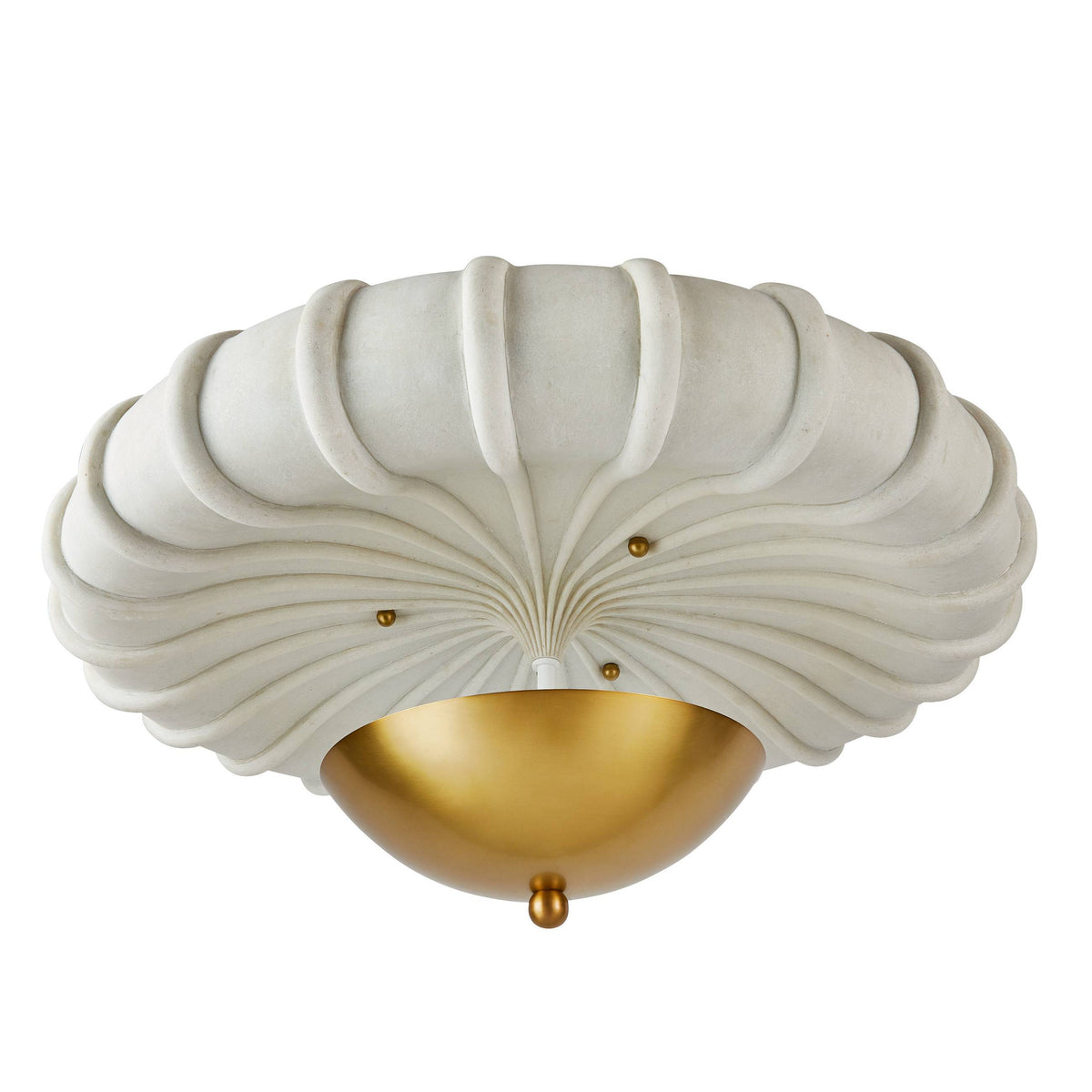 Artisan Camella Flush Mount – Antique Brass Steel, Ivory Ricestone — view 5
