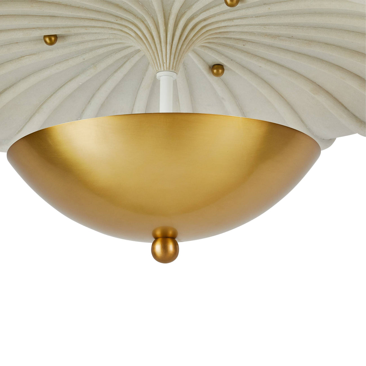Artisan Camella Flush Mount – Antique Brass Steel, Ivory Ricestone — view 6