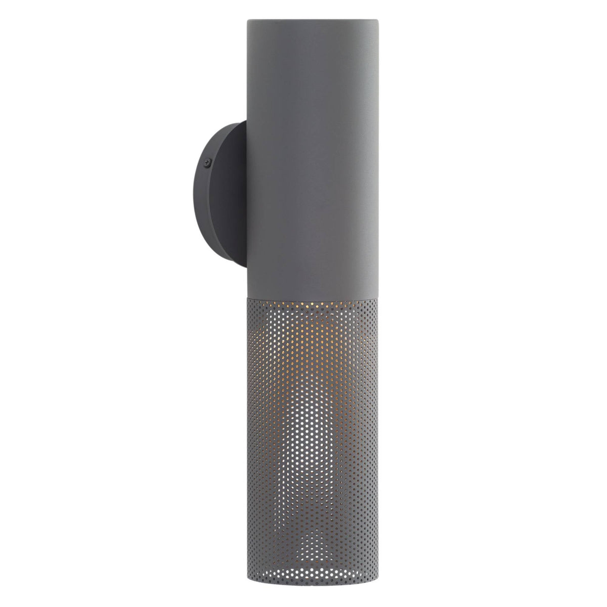 Heritage Punch Small Outdoor Wall Sconce – Gray — view 1