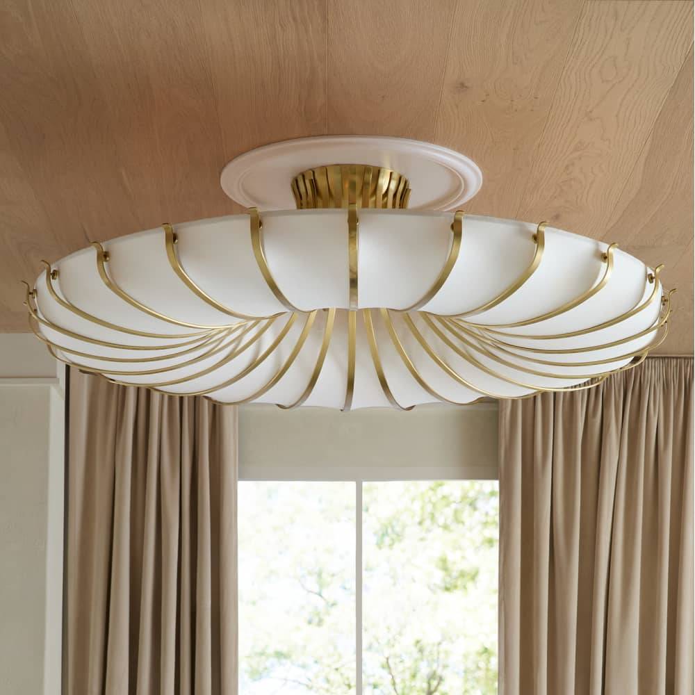 Heritage Chambers Flush Mount – Antique Brass, Steel — view 2