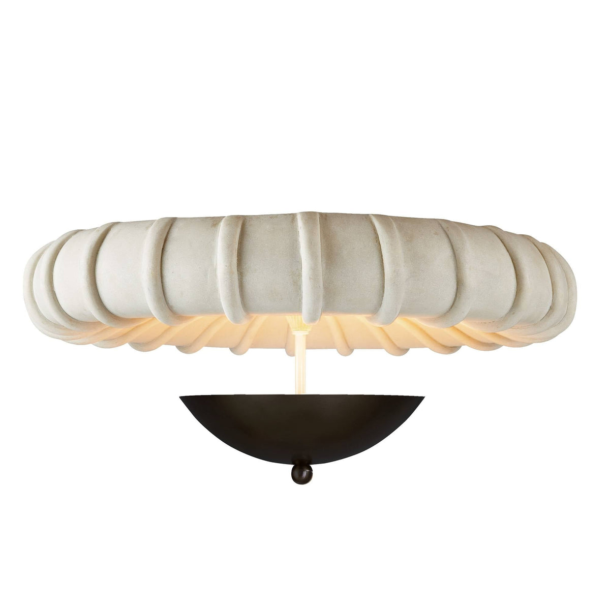 Artisan Camella Flush Mount – English Bronze Steel, Ivory Ricestone — view 1