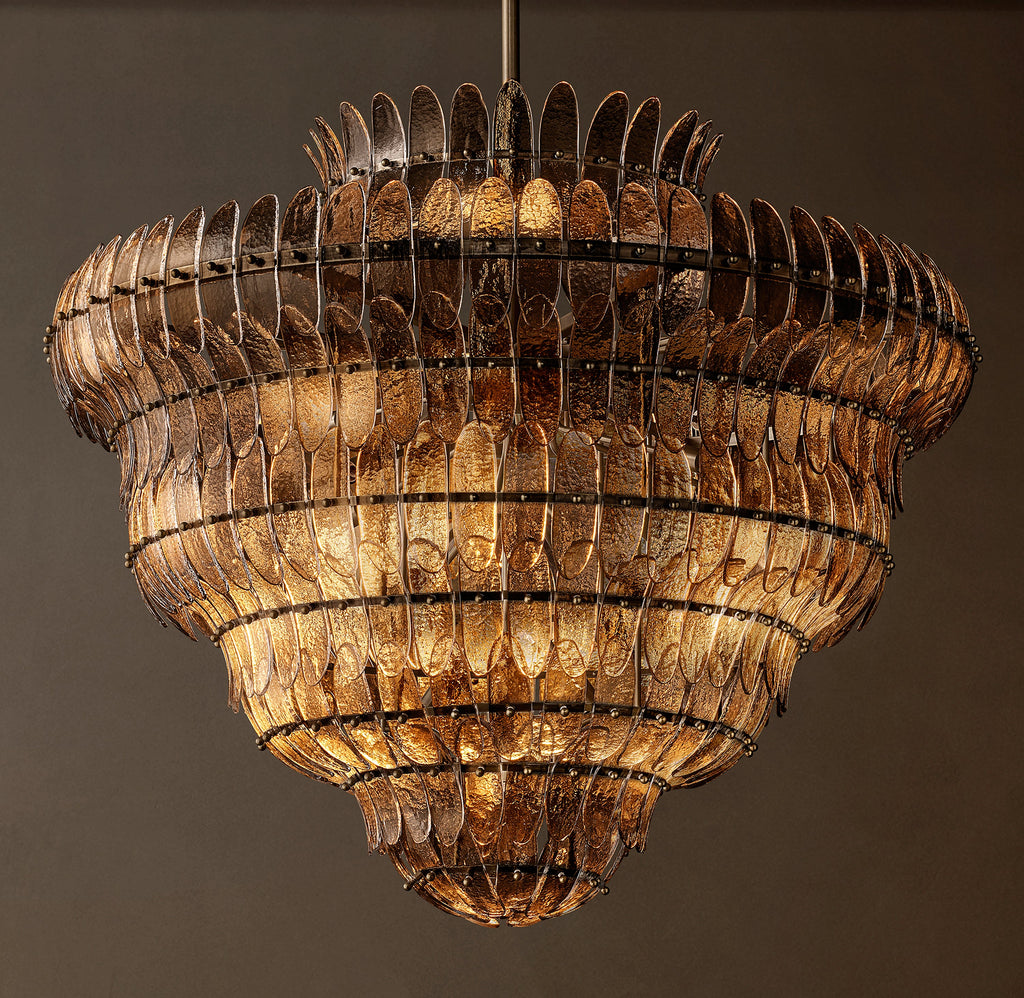 Sculptural Amelia Smoke Round Glass Chandelier — view 1