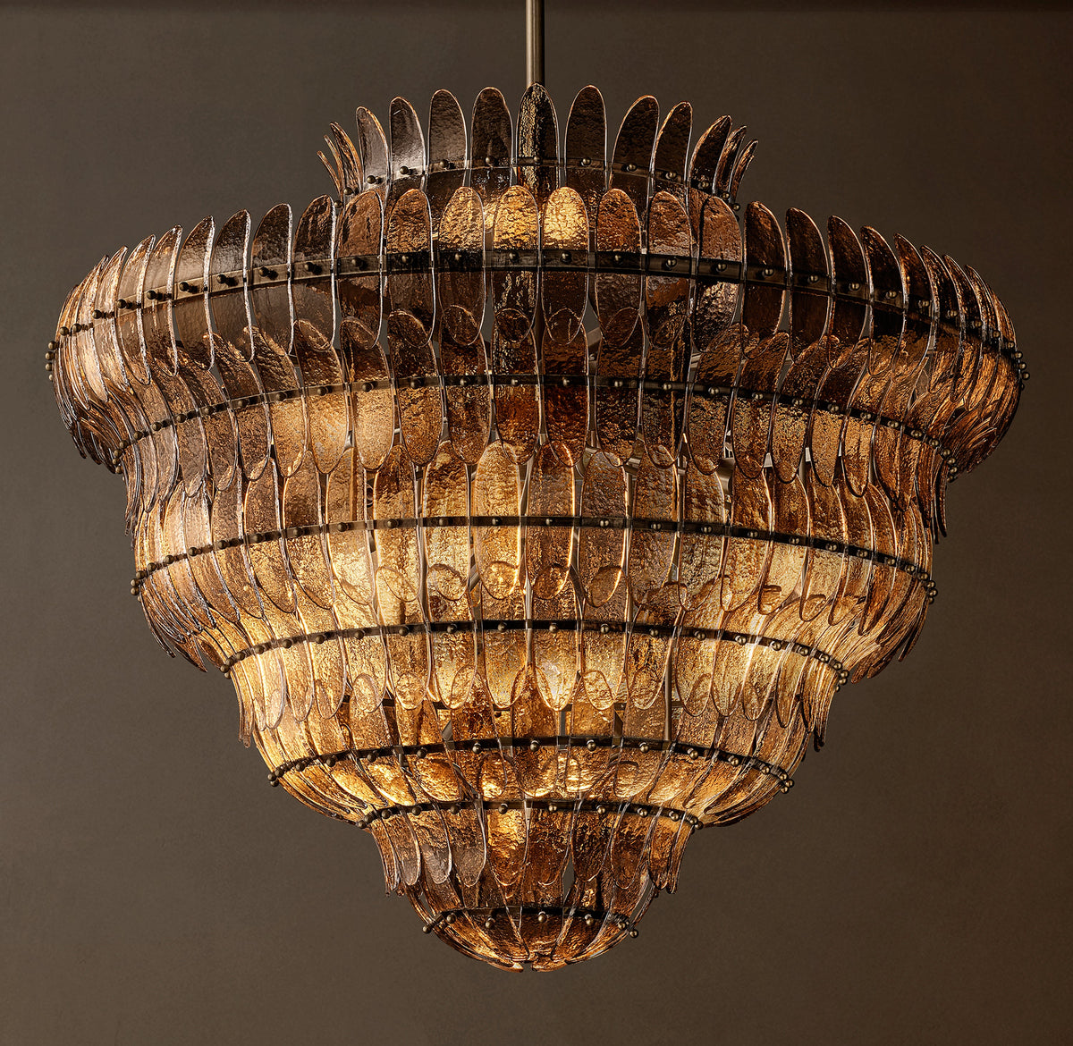 Sculptural Amelia Smoke Round Glass Chandelier — view 1
