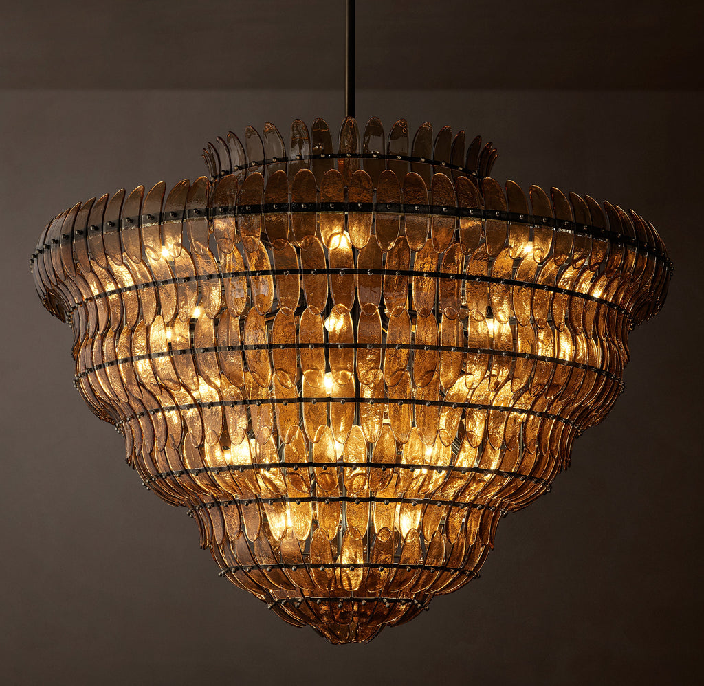 Sculptural Amelia Smoke Round Glass Chandelier — view 1