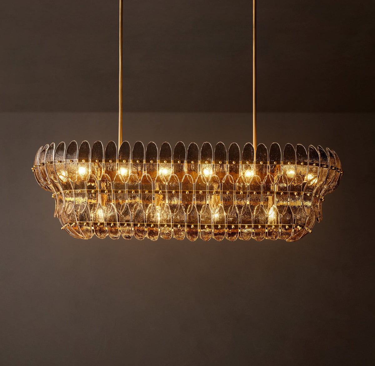 Sculptural Amelia Smoke Glass Linear Chandelier – 54" — view 1