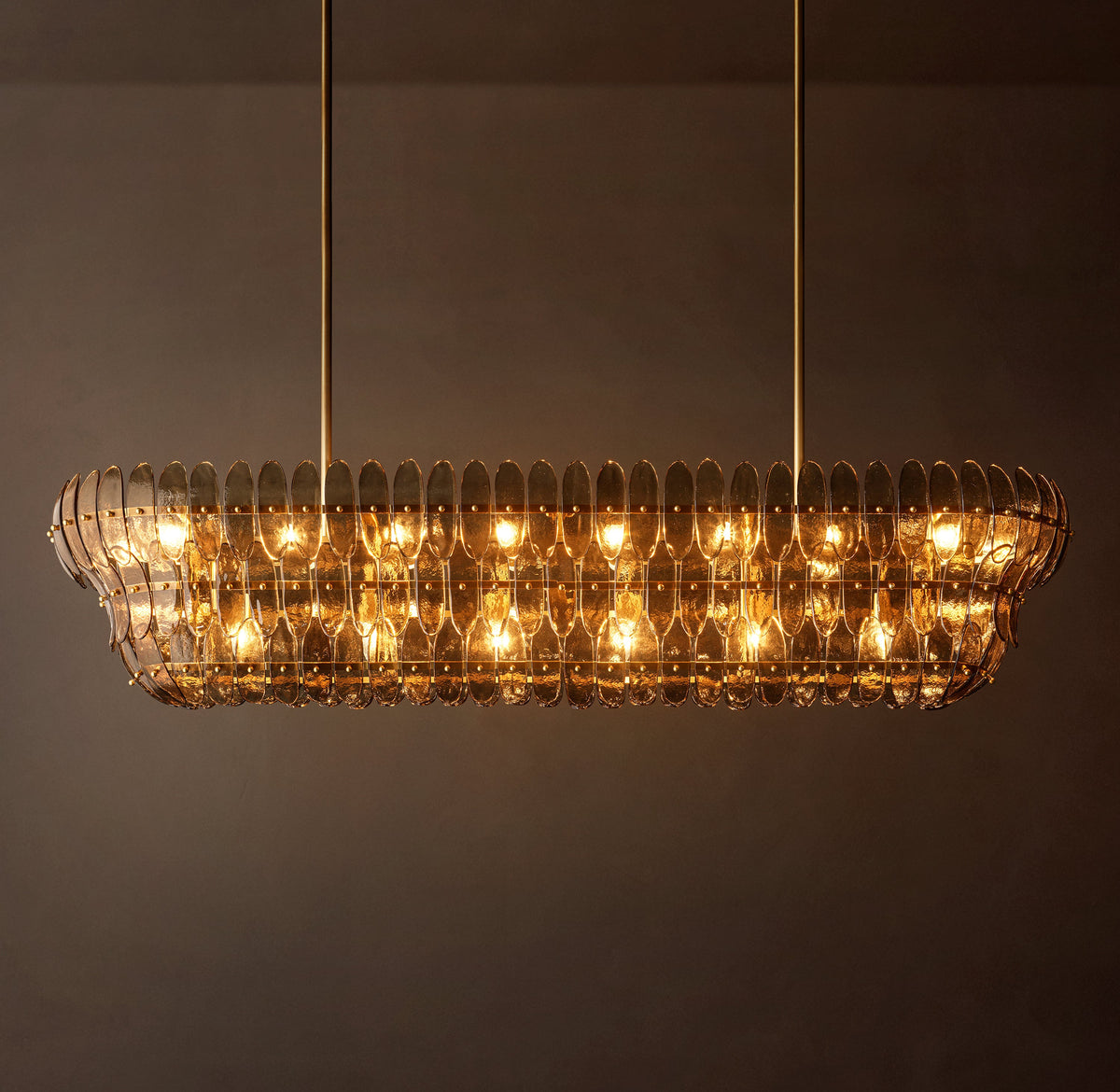 Sculptural Amelia Smoke Glass Linear Chandelier – 54" — view 1