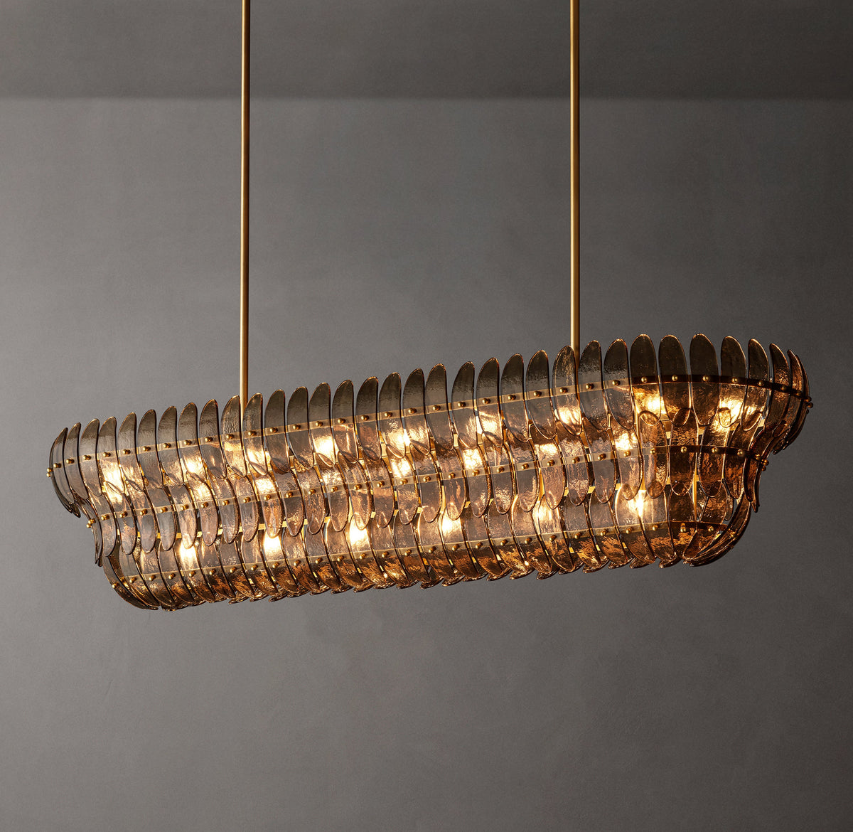 Sculptural Amelia Smoke Glass Linear Chandelier – 54" — view 3