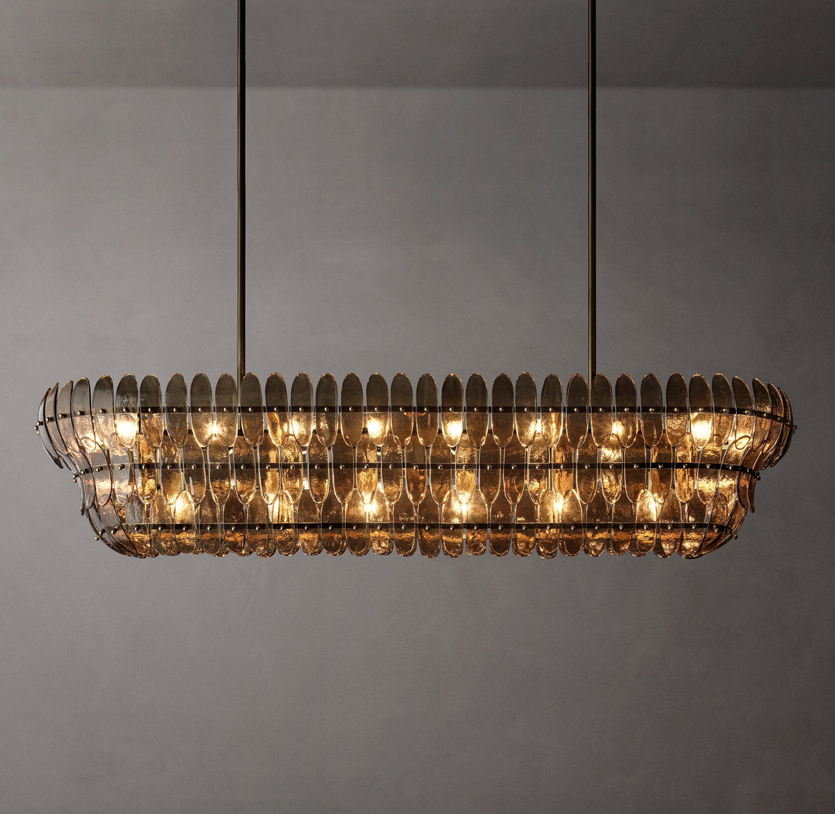 Sculptural Amelia Smoke Glass Linear Chandelier – 72" — view 2